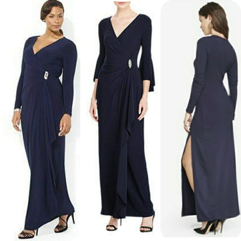 Lauren Ralph Lauren Long-Sleeve Jersey Gown
